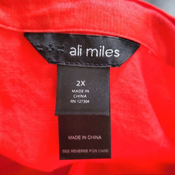 Ali Miles Shirt Womens 2X Mandarin Collar Button Front Lightweight Artsy Top - Picture 3 of 8